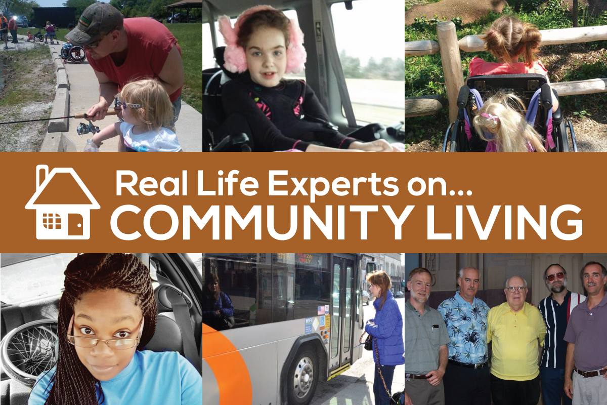 Image: Reads "Real Life Experts on Community Living" Banner with photos of Real Life Expert columnists